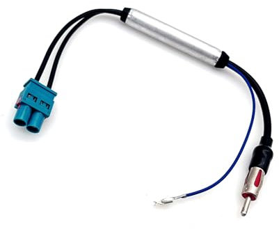 JZK Dual Fakra (Z) to DIN Plug Converter, Car Audio Radio Stereo Head Unit Receiver, Universal Car Stereo FM AM Antenna Signal Amplifier Amp Adapter For Audi Volkswagen