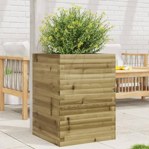 ShGaxin Jardinière 50x50x68,5 cm Bois de pin imprégné,Jardiniere sur Pieds,Bac avec Treillis,Jardiniere Terrasse