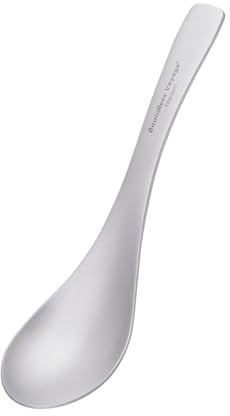 iBasingo Couverts de camping en titane Cuillère à soupe Cuillère à riz avec grand bol Ustensiles de cuisine légers Vaisselle de voyage en plein air 14 cm Ti1030T 1 pièce