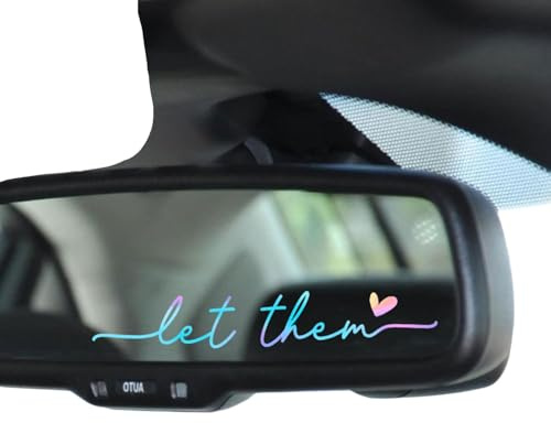 Let Them Mental Health Awareness Rearview Mirror Sticker Self love Car Decal Motivational Decal Rearview Mirror Decal Mindfulness Car Accessories 2 Pack (Holographic)