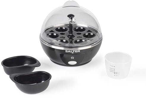Salter Cuiseur à Œufs Multi - Capacité de 6 œufs, idéal pour les œufs à la coque, durs et pochés. Comprend tasse mesureuse, rack amovible et 2 plateaux à pocher. Facile à nettoyer, compact, 430W