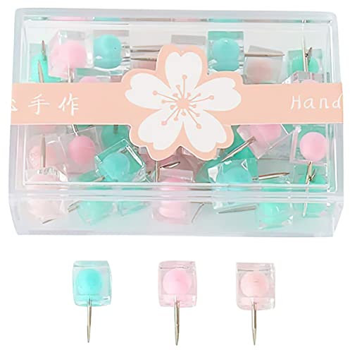 STOBOK 40stücke Bunte Pushpins Candy-Farben Quadratische Kopfstecknadeln Für Wandfotos Für Und Zuhause Praktischer Aufbewahrungsbox