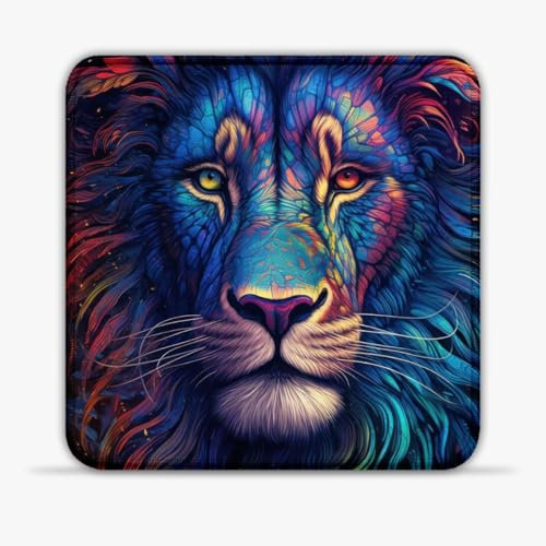 LJSPTU Tapis de Souris Neon Lion Gros Plan 25x25cm Tapis de Souris de Jeu Matériaux durables Portable dans Un Design Moderne et Frais Bords Cousus Tapis de Souris pour Souris Laser/optiques