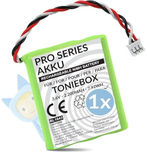Wicked Chili Pro Series 50AA5S Pro Series Batterie de Rechange pour boîte à Musique Toniebox d'origine (Batterie NiMH 2000 mAh 3,6 V)