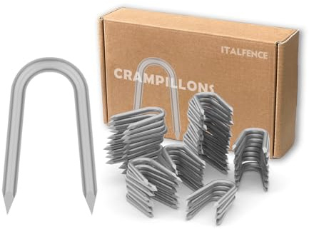 Italfence - Crampillons pour cloture en acier galvanisé Ø2,2 x 25 mm, clou en U [1 kg, ~700 pièces]
