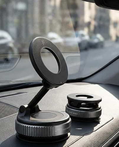 Support Téléphone Voiture Magnétique Support Telephone Voiture Ventouse Compatible avec MagSafe Porte Telephone Voiture Réglable à 360° pour iPhone 16/15/14/13/12 Pro Max Plus sur Miroir/Verre/Gym