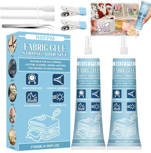 Colla per Tessuti, Colla Tessuto, Adesivo Trasparente e Impermeabile, Resistente ai Lavaggi, Cuce Colla Liquido, Extra Forte e Permanente, Professionale