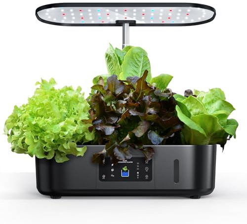 Hydroponiskt växtsystemset, 13-pod Smart Hydroponisk Planterare, inomhusodlingssystem med LCD-touchpanel och höjdnedfällning för färska grönsaker och sallad.