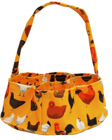 Canasta de huevo de gallina | Soporte de frutas de tela con 7 bolsas recipiente de colector fresco para pato, diseño y mango cómodo