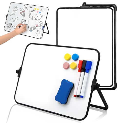 2 Pièces Tableau Blanc Magnetique, Ardoise Magnetique a4, Tableaux Blancs Double Face, Tableaux Blancs Effaçables à Sec, avec Gomme, Aimants, Stylos Effaçables à Sec pour Bureau Dessin