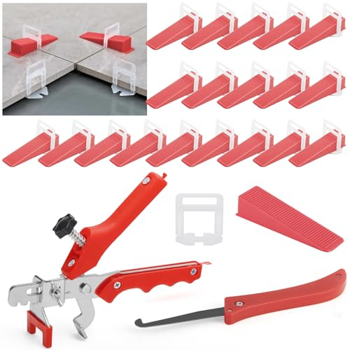 400PCS Tile Leveling System 2mm 300Pcs Tile Spacers Leveling Clips 100Pcs Reusable Wedges with a Tile Leveling Pliers, Gap Removal Tools for DIY Paving Tiling Wall