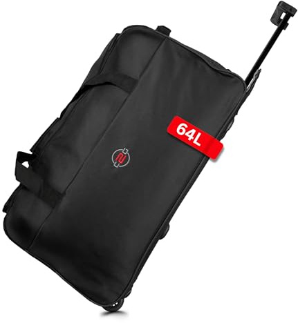 Cocoono Reisetasche mit Rollen 64L – Große Reisetasche mit Rollen zum Ziehen – Sporttasche mit Rollen – Rolltasche – Trolley Tasche – Reisetasche groß mit Rollen (Schwarz mit Gestänge)