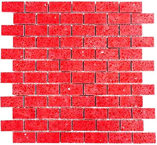 Mosaik Fliese Quarz Komposit Kunststein Brick Artificial rot für BODEN WAND BAD WC DUSCHE KÜCHE FLIESENSPIEGEL THEKENVERKLEIDUNG BADEWANNENVERKLEIDUNG Mosaikmatte Mosaikplatte