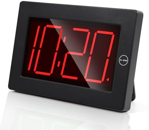 Timegyro LED Battery Wall Clock, Visable in the Night, No Plug In, Large Display Digital Wall Clock, Adjustable Brightness