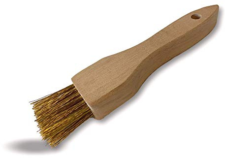 Kibros Pinceau Brosse Acier laitonné Souple 2 Rangs Manche Bois