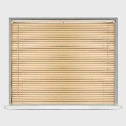 Optimal Products PVC Window Venetian Blinds Strong Trimmable Easy Fit Child Safe Home Office Blind Black Cream White Silver Teak And Natural (Natural, 45 x 150 cm)