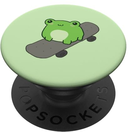 PopSockets Netter Frosch auf Skateboard - Kawaii Ästhetischer Frosch PopSockets mit austauschbarem PopGrip