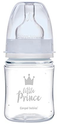 BIBERON BOTTIGLIA LINEA LUXURY ROYAL BABY NEONATO BAMBINO 0-6 MESI BATTESIMO COMPLEANNO REGALO NASCITA CORREDINO 120 ML Brillabenny (AZZURRO)