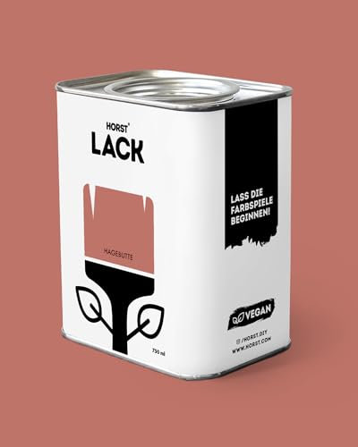 HORST Lack Hagebutte matt 0,75L - Wetterfester Möbel-Lack für Holz, Metall & Kunststoff - Hohe Deckkraft - Geruchsneutral- Spritz- & Tropffrei - Vegan - Rot