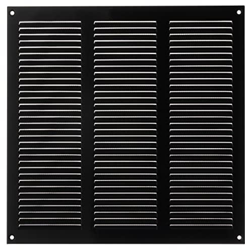 300x300mm Griglie D'Aerazione/Ventilazione in Metallo - Nera Griglia D'aria con Rete Anti Insetti