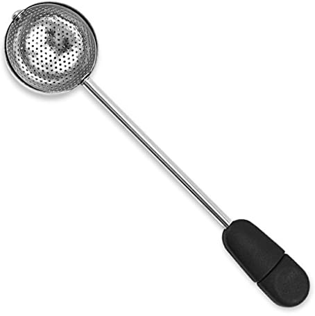 IEEDFJKK Infuseur à thé en acier inoxydable à long manche filtre à tamis en maille polie, Le noir