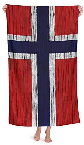 Badetuch Norwegen Holzstruktur Norwegische Flagge Mikrofaser Strandtuch Hautfreundlich Duschtücher Damen Strandtücher Camping Handtuch Für Picknick, Schwimmen, 80 X 130Cm