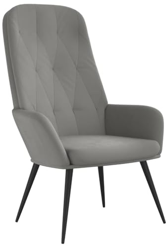 vidaXL Relaxsessel, Drehbar Fernsehsessel mit Armlehne, Sessel Lesesessel mit Metallgestell, Polsterstuhl Relaxstuhl Wohnzimmer, Hellgrau Samt