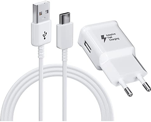Chargeur USB avec Câble de Charge USB Type-C Chargeur Rapide pour Samsung Galaxy S8 S8+ S9 Plus S10 S10 Plus S10e A50 A51 A12 A10e A15 A14 A32 A42 Note 8/9, Chargeur Rapide de Rechange d'origine
