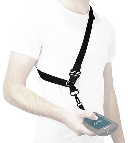 Mobilis Correa de Hombro Universal con Sistema de Desenganche de Seguridad | Anillo Textil - 1 punto de Enganche – Bandolera con Almohadilla Extraíble - compatible con Ordenadores Móviles y Escáneres