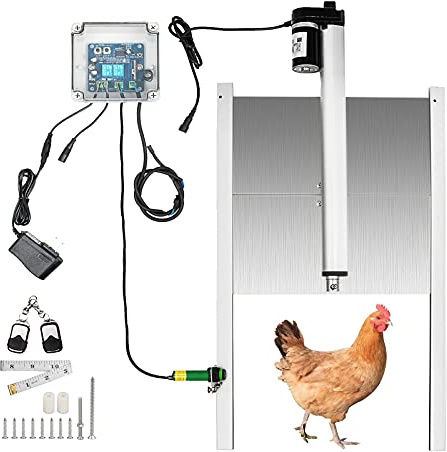 Chicken Coop Door Opener Kit med ljussensor Induktion infraröd automatisk kycklingbur genomgående öppnare styrenhet IP44 (storlek: 12,6 x 11,8 tum)