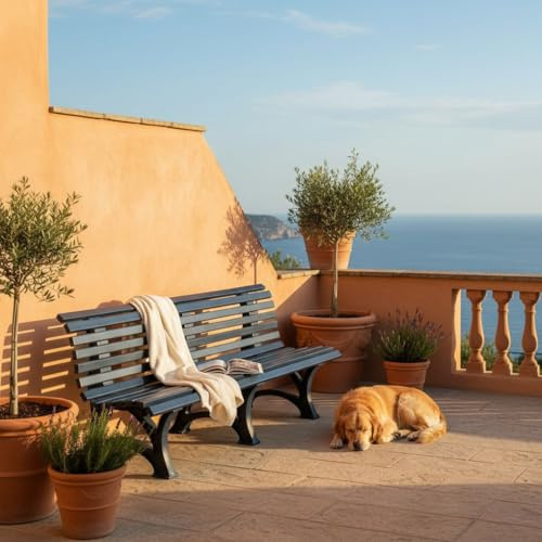PROREGAL Gartenbank Jamaika | 4-Sitzer | Blau | HxBxT 80x200x64cm | Witterungs- & UV-beständiger Kunststoff | Parkbank Sitzbank Außenbereich Garten Balkon Terrasse