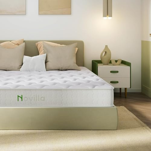 Novilla Mattress Matratze, Polyurethan-Schaum Schaumstoff Einzeln verpackte Taschenfedern Atmungsaktives, hautfreundliches Material Vliesstoff, weiß, Doppelbett