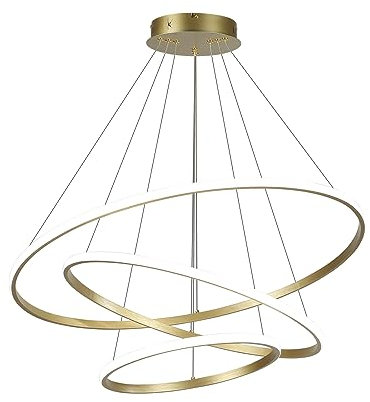 minifair Led Pendant Light,Dimmable 3 Ring Acrylic Chandelier Lighting Fixture,Gold Adjustable Chandeliers for Kitchen Island Dining Room Living Room Bedroom Foyer Hanging 20+40+60Cm/(7.87+15.7+23.6)