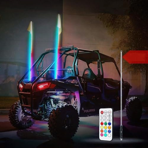 MaiBuL LNNW Fouet LED de 4 Pieds, fouets de Chasse en Spirale RVB avec télécommande, fouets de Danse/de Poursuite éclairés RVB pour camions,Dune Buggy Tout-Terrain