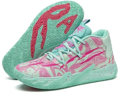 Scarpe da Basket Alte da Uomo, Scarpe Sportive Antiscivolo con Suola in Gomma Stivali da Basket for Allenamento all'aperto (Color : Green, Size : 37 EU)