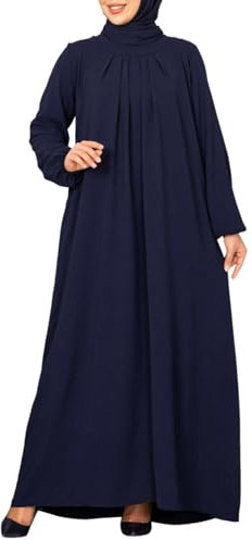 Beokeuioe Dubai Islamische Türkisches Katfan Muslimische Robe Kleid Damen Muslimisch Kleid Einfarbig Gebetskleid für Damen Abaya Kleid Naher Osten Maxi Abaya Kaftan ohne Hijab