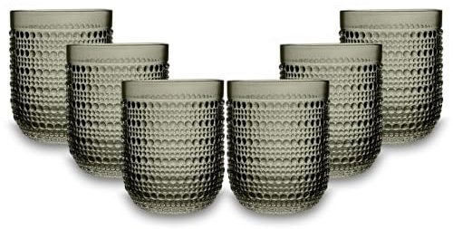 ARCA, Set di 6 Tumbler in Pasta di Vetro, per 6 Persone, Bicchieri Ideali per la Tavola, Resistenti e Duraturi, Lavabili in Lavastoviglie, Collezione Serenity, Colore Fumo, 250 ml