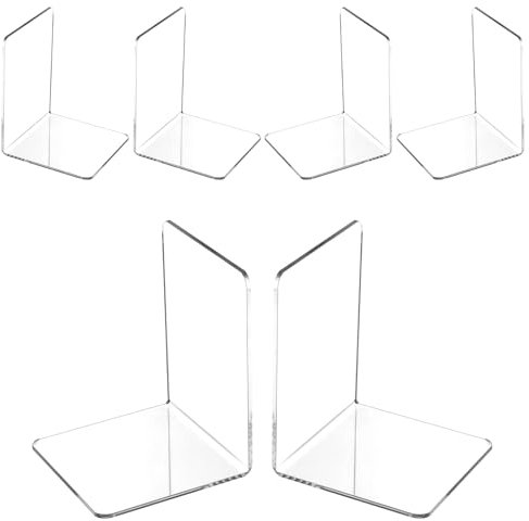 VMUTGA 6PCS Klarer Buchstützen, Buchständer aus Acryl, Buchstütze für Büro Schule Bibliothek, Schlafzimmer Transparente Dekoration