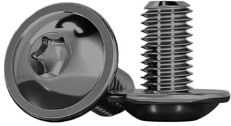 Drenky Vis à Tête Bombée Avec Bride 20 Pièces Vis Torx Noir M4x10mm Tête Bombée ISO 7380-2 Acier Inoxydable A2 V2A Pour Machines, Filetage Complet