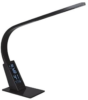 MeLiTec LED Schreibtischleuchte T153 mit LCD-Display, Uhr, Datum & Temperatur, Dimmer & Weckfunktion, Anthrazit, 450 Lumen, Warmweiß