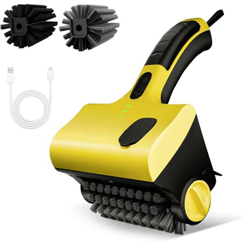 Electric Grill Clean Brush with Liquid Box, Cordless Rechargeable Barbecue Grill Cleaner, 2-Speed, 360° Rotating Cleaning Brush with Replacement Bristles