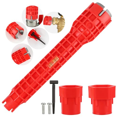 KFDDRN Tap Spanner, 8 in 1 Sink Multi Plumbing Tools Sink Wrench Spanner Plumbers Basin Wrench for Toilet Bowl Sink Kitchen Bathroom Plumbing Tap Spanner Set