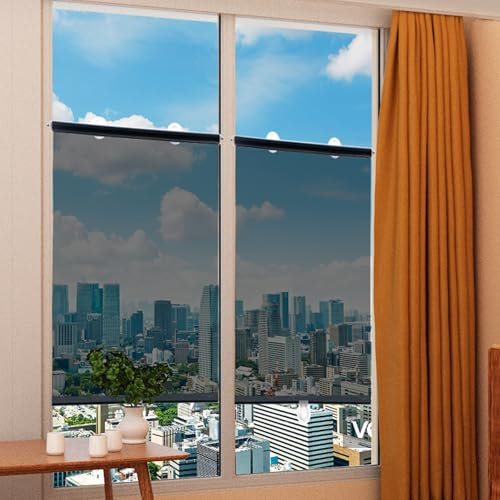 Temporäre Jalousien mit Saugnapf Automatisch einziehbarer Heimgebrauch Verdunkelung Büro Fenster Sonnenschutz Sonnenschutzrollo Balkon,Abnehmbar Reisevorhang (45x150cm)