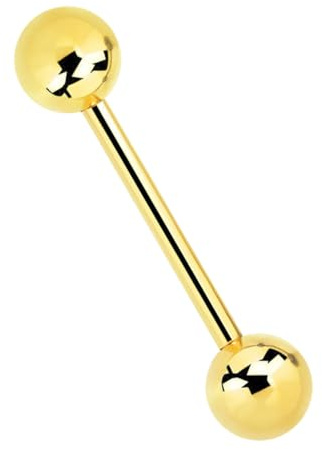 Piercing Stab, Barbell Gold beschichtet in 1,6 mm mit zwei Kugeln