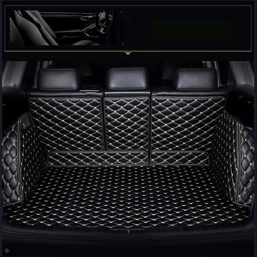 YMYQF Auto Leder Kofferraummatten für Mercedes-Benz GLC SUV (X254) 2022 2023 2024 2025, All Inclusive Kofferraumwanne Teppich Kratzfeste Kofferraum Schutzmatte Zubehör,Black+beige