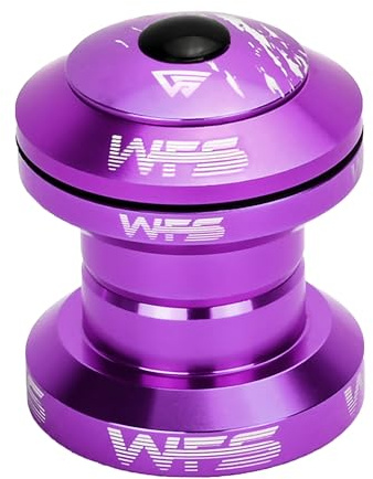 WFS NV.28 1 Inch Threadless Bike Headset - CNC Alloy, ISO 26.4mm Crown Race, Sealed Bearings, Includes Top Cap and Starnut, Purple