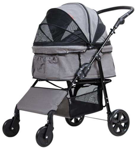 Hundewagen Reise Zusammenklappbarer Haustier-Kinderwagen, Zusammenklappbarer Hunde-Kinderwagen Mit 4 Rädern, Hunde- Und Katzen-Welpen-Kinderwagen Für Mittelgroße Und Kleine Haustiere Hundebuggy Katzen