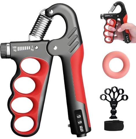 3pcs Forearm Hand Grip Strengthener Kit, 2025 Upgraded Adjustable Hands Exerciser Gripper with Finger Resistance Bands and Grip Rings, Strength Training Grips Strengtheners for Muscle Building