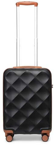 British Traveller Handgepäckkoffer 54x36.5x21.5 cm Leichter Reisekoffer aus ABS+PC mit TSA-Schloss, 4 Rollen Koffer Trolley