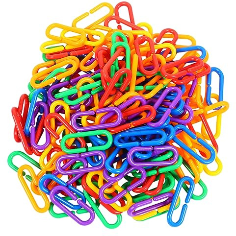 Toyvian 500 Stück Teiliges Vogelspielzeug Ketten Set Bunte Kunststoff Glieder Clips Langlebige Vogelzubehör Kette Basteln und Befestigen Geeignet für Papageien Sittiche und Wellensittiche